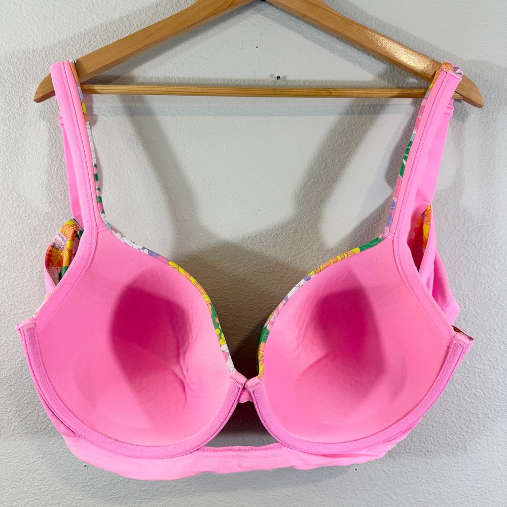 Lane Bryant Cacique Boost Balconette Bra 42DDD White Pink Floral Underwired - Picture 10 of 14